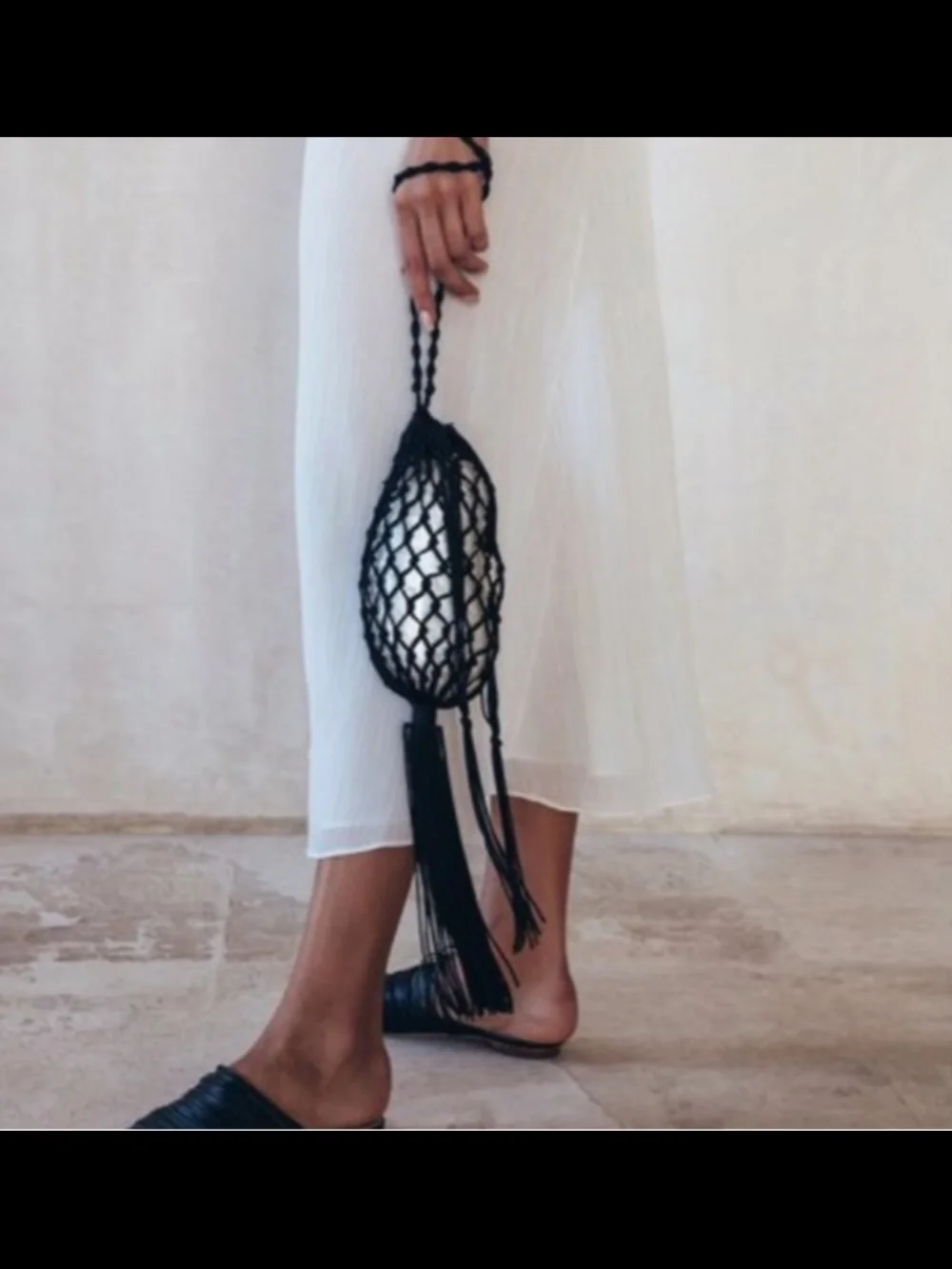 NWT Cult Gaia Tallulah Pearl Clutch with Black Macramé Bag - Picture 16 of 16